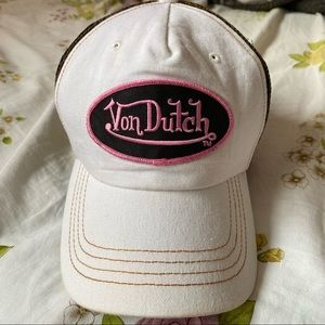 Cream pink Von Dutch trucker hat